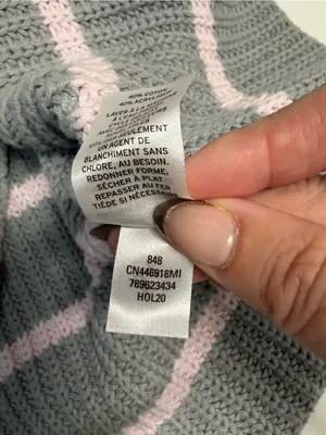 Cozy Striped knit sweater Caslon pink grey large cotton blend soft girl FLAWS thumbnail 14