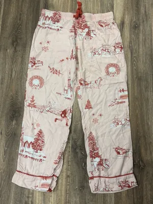 Katie Kime Holiday Toile Pink Pajama Pants Women’s Small thumbnail 1