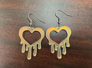 Iridescent Melting Heart Acrylic Dangle Earrings thumbnail 4