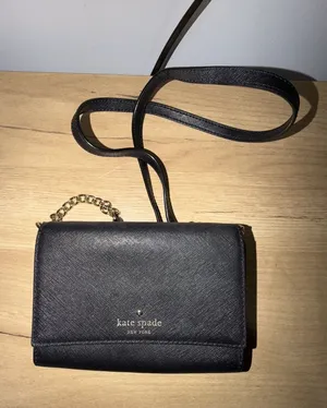 Kate Spade Black Saffiano Leather Chain Crossbody Wallet Bag Gold Hardware P thumbnail 1