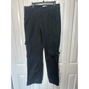 Abercrombie & Fitch Relaxed Cargo Pants Women 14 Long Black Utility Straight Leg thumbnail 3