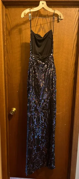 Black Sequin Prom Dress Size 2 thumbnail 3