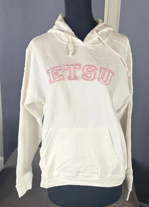 Women’s White Embroidered ‘ETSU’ Hoodie East Tennessee State University Size M thumbnail 1