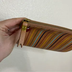 Madewell The Medium Leather Pouch Clutch Wristlet: Rainbow Striped Edition thumbnail 2