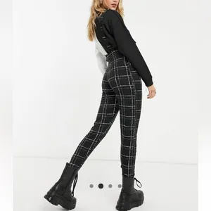 ASOS DESIGN jersey overalls in mono grid print US 6 thumbnail 2
