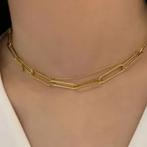Gold Paperclip Necklace – Minimalist Geo thumbnail 1