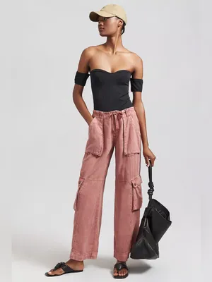 Anthro Pilcro Pink Beach Cargo Linen Blend Wide Leg Women’s 26 thumbnail 10