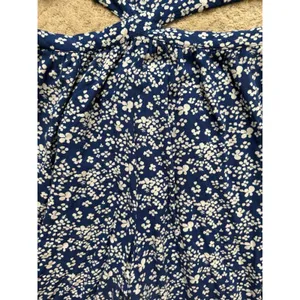 Aerie Cut Out Side Cropped Wide Leg Jumpsuit Blue Floral Women's Large Cutout L thumbnail 4