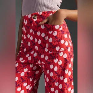 Maeve by Anthropologie The Colette Cherries Wide-Leg Pants thumbnail 3