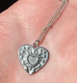Handmade stainless steel celestial whimsical boho heart necklace🌟 thumbnail 3
