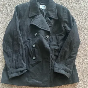 Old Navy Black Double-Breasted Peacoat with Wide Lapels thumbnail 1