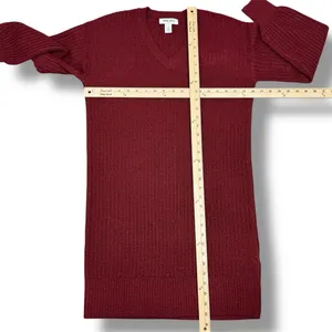 Nine West Metallic‎ Shimmer Knit Balloon Sleeve Sweater Dress Burgundy Red Small thumbnail 11