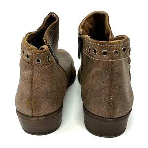 Minnetonka Size 8.5 Boot Brown‎ Leather Bootie Side Zip Lace Accent Autumn Fall thumbnail 4