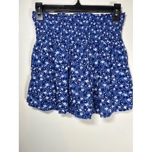Aerie Smocked‎ Floral Shorts S Blue White Ditsy Print Boho Summer Skort Cottage thumbnail 4