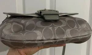 COACH Gray Silver Signature Canvas Crossbody thumbnail 3