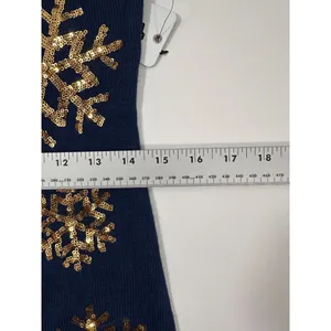 Tipsy‎ Elves Blue Mini Sweater Dress With Gold Sequin Snowflakes Size XS NWT thumbnail 6