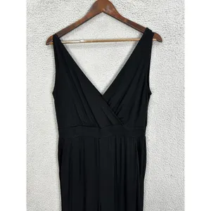 Loft Beach Jumpsuit Womens‎ M Black Surplice V-Neck Tie Ankle Tapered Leg Casual thumbnail 2
