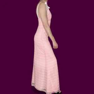 Lovers + Friends Light Pink Textured Lace Girly Coquette Maxi Sleeveless Dress thumbnail 5