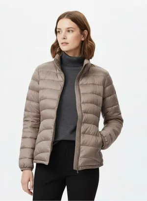 Uniqlo Ultra Light Down Packable Puffer Jacket Greige Champagne L Quiet Luxury thumbnail 1