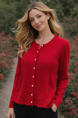 Vintage Angora Rabbit‎ Hair Cardigan Red Embroidered Max & Lily Cottagecore Boho thumbnail 1