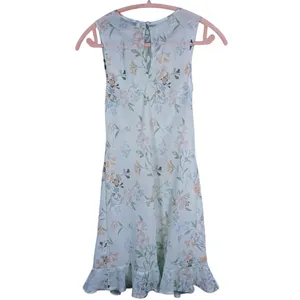 Abercrombie Floral Chiffon Mini Dress Size XXS Mint Green Ethereal Pastel Ruffle thumbnail 3