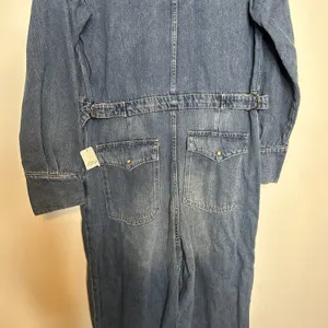 NWT Free People X Cares FP Townes Denim Jumpsuit Coverall High Noon Women's L thumbnail 5