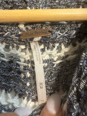 Free People Folksong Fringe Knit Vest Tunic Gray Stripe Boho Cowl Neck M thumbnail 5