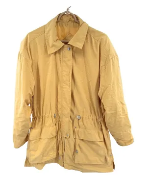 Norm Thompson Yellow Lightweight Jacket vintage lined cinched waist spring M thumbnail 1
