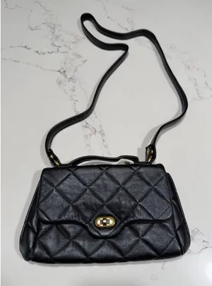 NEW Black Quilted Crossbody Bag OR Clutch Purse 10” thumbnail 1