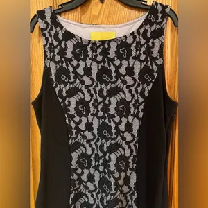Maeve x Anthropologie Sirena Lilac & Black Lace‎ Fit & Flare Ruffle Dress Medium thumbnail 6