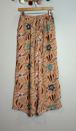 Christian Siriano apricot patterned boho wide leg pants thumbnail 1