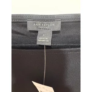 Ann Taylor Factory Black Flutter Sleeve Boat Neck Blouse Top Womens L thumbnail 3