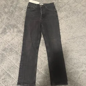 AGOLDE Riley High Rise Straight Crop Jeans Panoramic Washed Black Women's Sz 25 thumbnail 2
