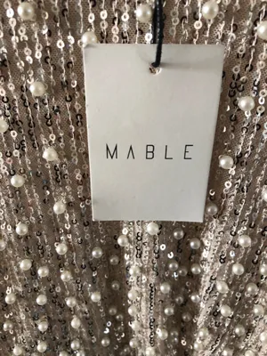 Mable silver gold shimmer sequin with beaded pearl accents NWT S thumbnail 5