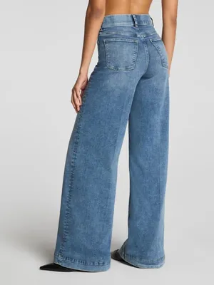 SPANX EveryWear Pull-On Wide Leg Jeans 1X Regular Antique Indigo thumbnail 4