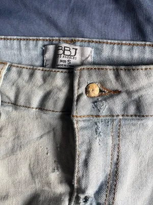 BBJ Los Angeles Denim Cargo Short Skirt Light Blue Pocket Strap Button Women's S thumbnail 5