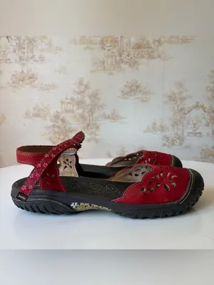 Jambu All Terra Design Red Leather Floral Cutout Utility Mary Jane Shoes 8.5 US thumbnail 2