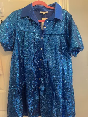 Peach Love Blue Sequin Dress thumbnail 1
