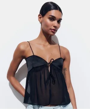 Nwt Zara Combination Satin Semi Sheer Camisole thumbnail 2