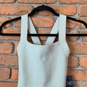 Abercrombie Fitch Womens XS Pale Green‎ Cross Back Knit Bodysuit NWT thumbnail 2