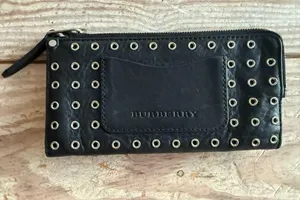 Burberry Black Leather Grommet Studded Wallet thumbnail 1