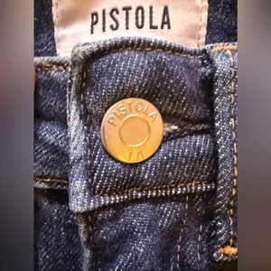 Pistola baggy jeans, dark denim, distressed high waist zip bottom size 23 thumbnail 4