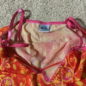 Nick & Sarah Intimates Orange Pink Floral Babydoll Mesh Chemise Nightgown Size M thumbnail 5
