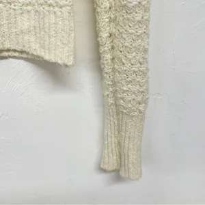 Abercrombie & Fitch Cream Chunky Knit Long Sleeve Sweater Womens S Crochet Boho thumbnail 3