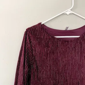 Deep burgundy purple 3/4 sleeved long dress formal crewneck‎ women size XXL thumbnail 2