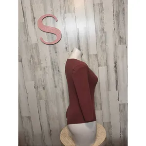 Rust Brown Deep V-Neck Long Sleeve Bodysuit – Size Small thumbnail 5