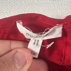Maurice Beautiful Sexy Red Blouse With Open Long Sleeves Size 1x thumbnail 12