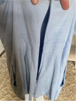 Altar’d State Blue Linen Blend Bow‎ Front Romper Coquette Quiet Luxury Romantic thumbnail 4