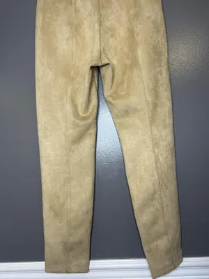 Tahari Pants Womens Med Beige Faux Leather Suede Slim Jegging Pull On Stretch thumbnail 7