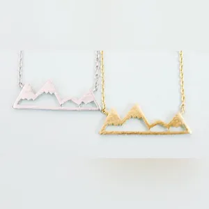 NEW Yellow Gold Plated Snowy Mountain Bar Pendant Necklace, 16-18”‎ thumbnail 7